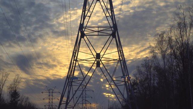 Reliance power line at sunset