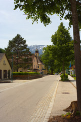 Street in center in town of Hinterstoder, Austria