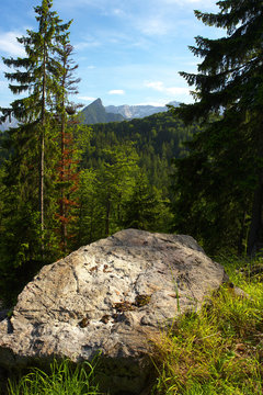 Big Stone with mountains on background, Austria