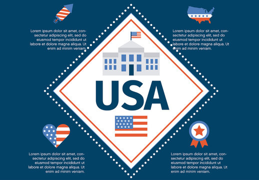 Blue Red White Patriotic USA Government Infographic Template