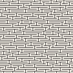 Vector seamless black and white lines maze pattern. Abstract geometric stripes background design