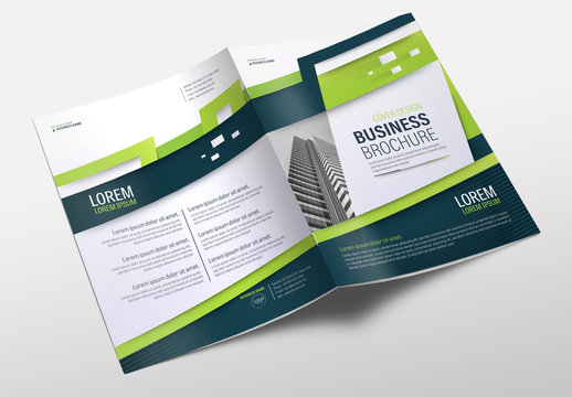 Business Brochure Cover Layout with Green Accents