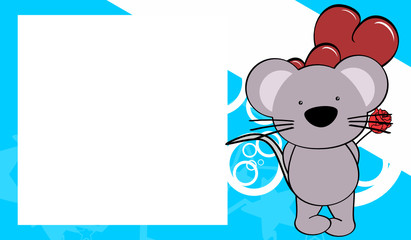 cute baby mouse love valentine picture frame background in vector format very easy to edit 
