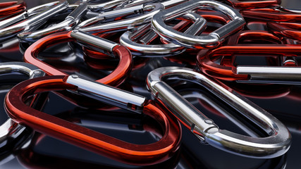 Red and Silver Carabiners