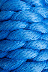 coiled blue rope, close-up
