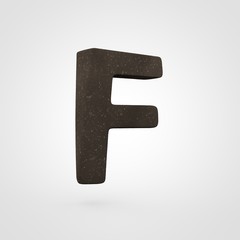 Soil letter F uppercase isolated on white background.