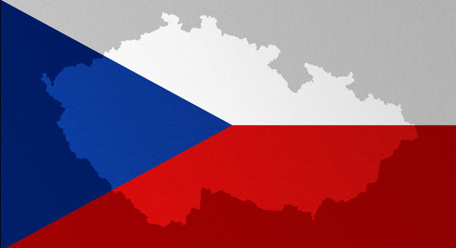 Illustration of a Czech flag with a contour of border