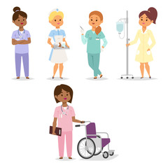 Obraz premium Doctor nurse character vector medical woman staff flat design hospital team people doctorate illustration.