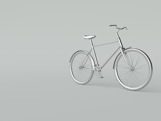 Ckassic vintage Bike mono color concept on silver color background copy space. 3d render