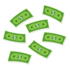 Flying money. Paper banknotes.