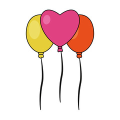 Celebration balloons flying vector illustration graphic design