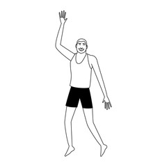 Man with swim suit jumping vector illustration graphic design