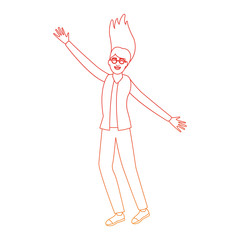 Happy woman jumping cartoon vector illustration graphic design