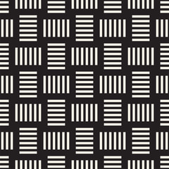 Trendy twill weave Lattice. Abstract Geometric Background Design. Vector Seamless Black and White Pattern.
