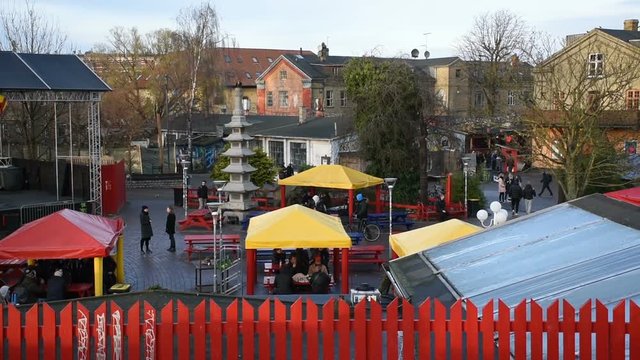 Aerial view of Christiania Community in Copenhagen, Denmark