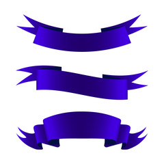 Collection of blue empty ribbon banners