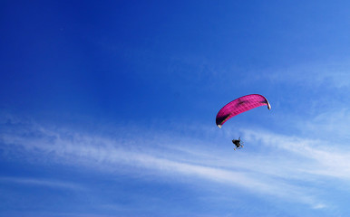 flight on a paraglider. independent flight of a person