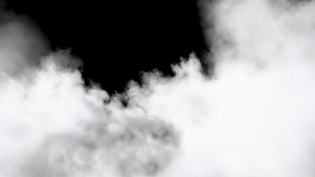 Flying Through Clouds isolated on black with alpha matte. Production Quality Footage for Digital Compositing.