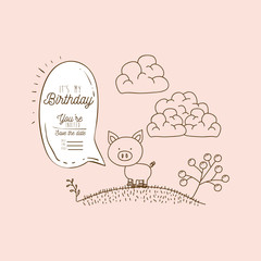 my birthday card hand draw animal