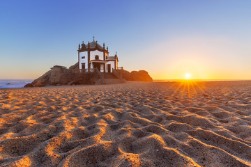 Sandy beach in Miramar, Porto, Portugal - obrazy, fototapety, plakaty