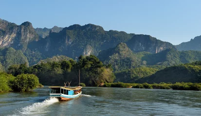 Fotobehang Tourist boat on Mekong. © trialartinf
