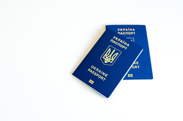 Foreign passport of Ukraine isolated on white background. traveler. The migrant. Visa-free regime for Ukraine