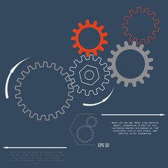 Gear relationship for business concepts, info-graphic, advertising printing, website, modern template, education template, business brochure or system diagram. Vector illustration