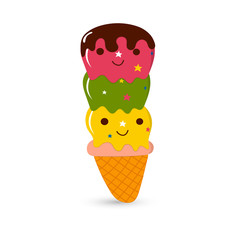 Ice cream icon covered with chocolate in a vase.