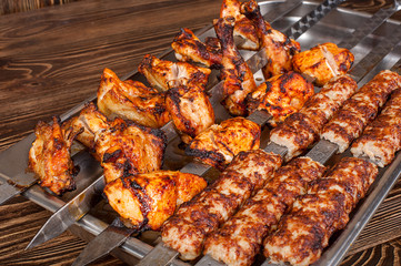 Raw barbecue shish kebabs - grilled meat