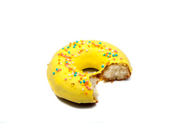 Chocolate  exclusive dessert bitten donut isolated on the white