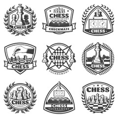 Vintage Monochrome Chess Game Labels Set