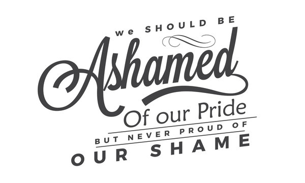 We Should Be Ashamed Of Our Pride, But Never Proud Of Our Shame. 