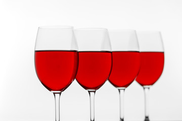 Tasty red wine in glasses. Macro. Concept restaurant, alcohol, party.