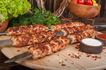 Raw barbecue shish kebabs - grilled meat