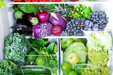 Papier Peint photo autocollant Légumes Purple fresh vegetables in refrigerator