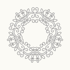 Elegant hand drawn retro floral frame