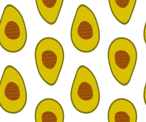 Vegetable seamless pattern, cartoon avocado
