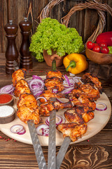 Raw barbecue shish kebabs - grilled meat