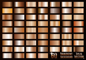 A big set of gradients. Brown, bronze colors, swatches collection. Different gradation design