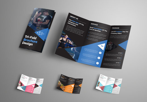 4 Trifold Brochures with Triangular Elements