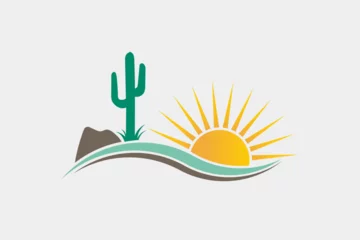 Foto op Canvas Cactus Desert Western Logo Illustration © LogoStockimages