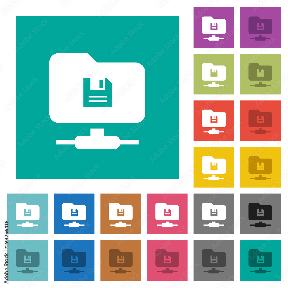 Poster ftp save square flat multi colored icons