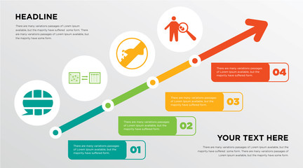 english language, discip, no water, symptoms growing horizontal presentation design template in green, red and yellow, grow up business infographics with icons