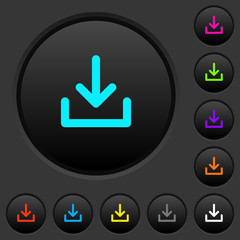 Download symbol dark push buttons with color icons