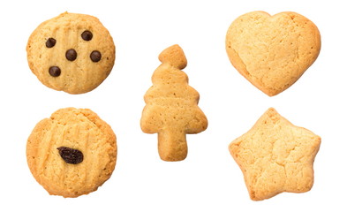 set of bakery cookies isolated on white background.