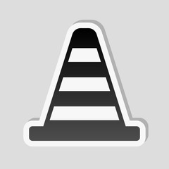 Cone Icon. Sticker style with white border and simple shadow on gray background