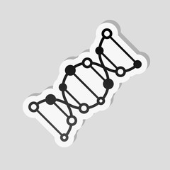 DNA icon. Sticker style with white border and simple shadow on gray background