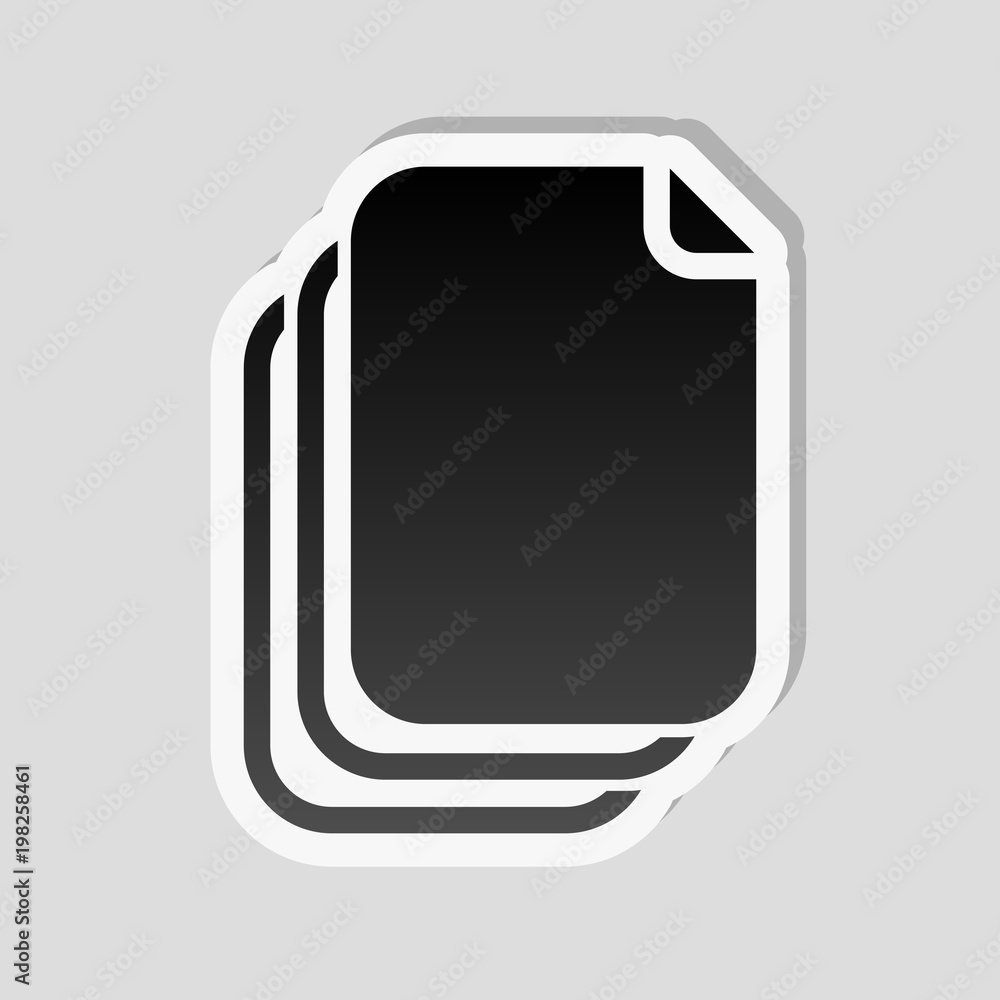 Poster document. simple silhouette. sticker style with white border and simple shadow on gray background