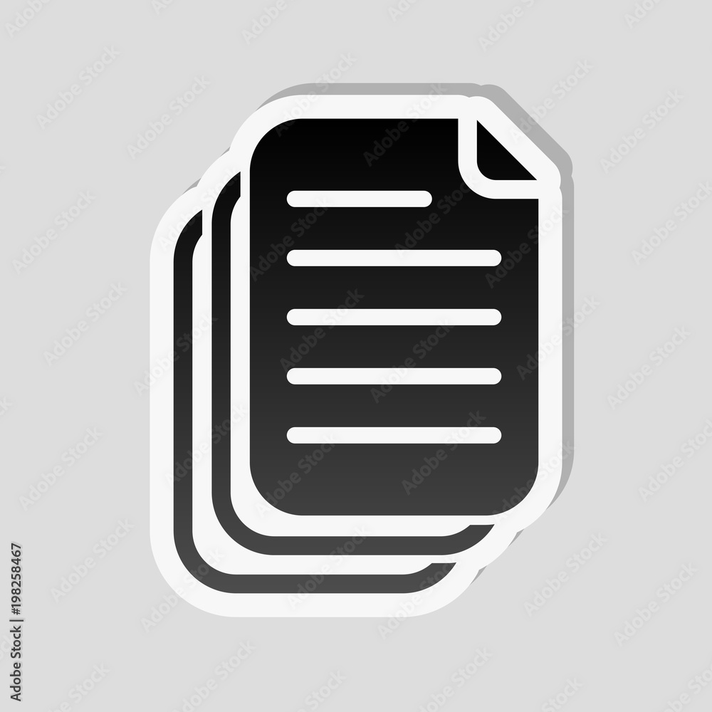 Poster document. simple silhouette. sticker style with white border and simple shadow on gray background