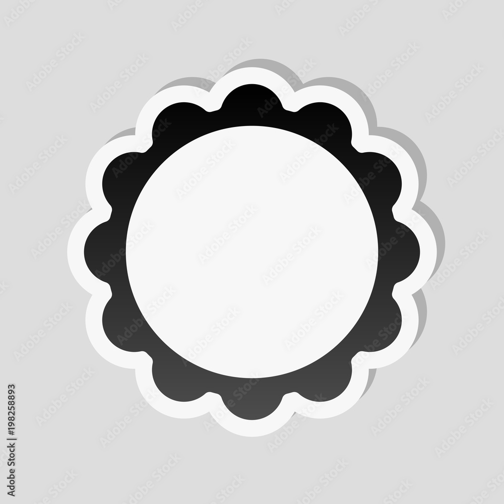 Aufkleber sun. simple icon. sticker style with white border and simple shadow on gray background